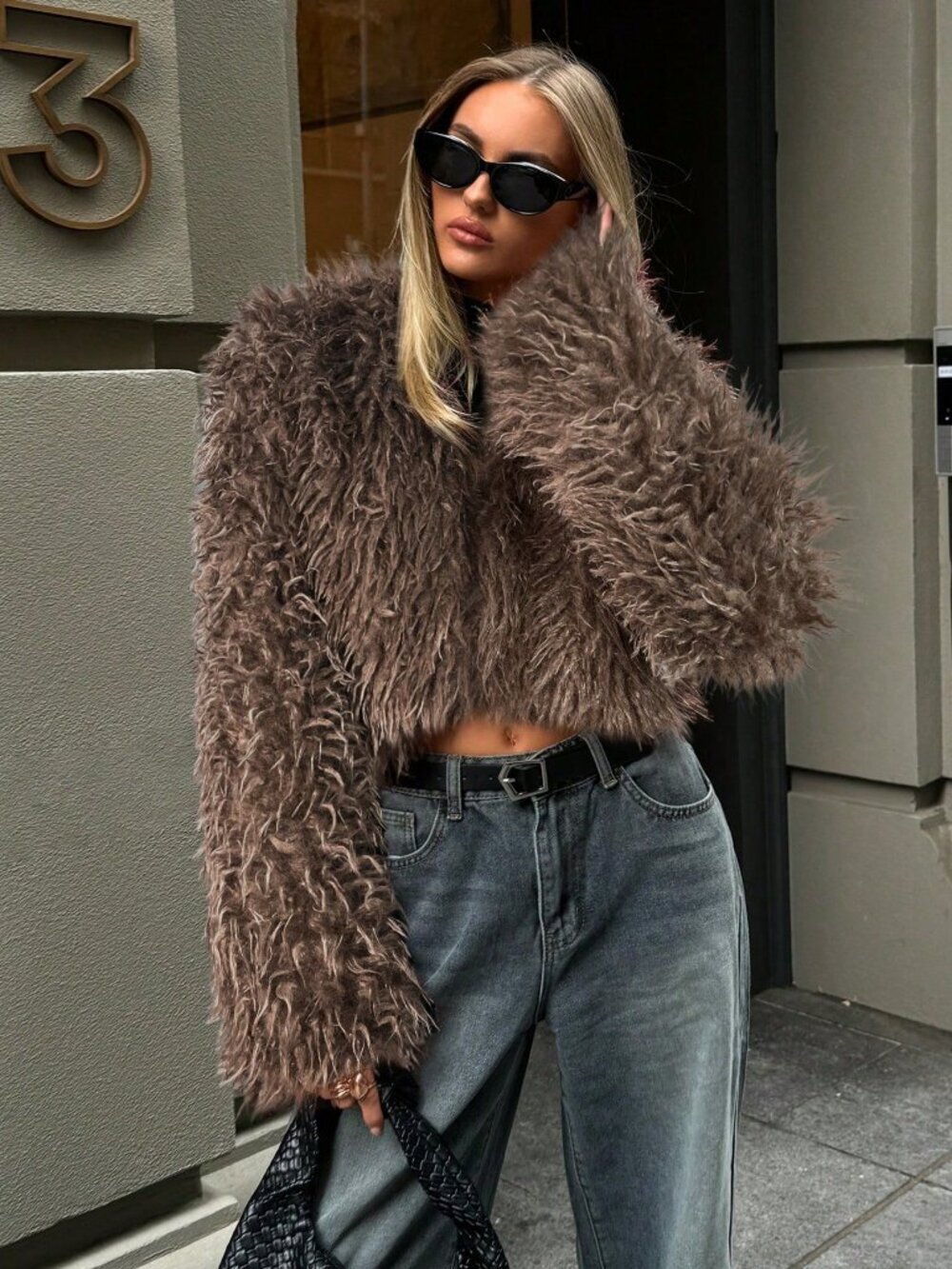 Camel Casual Women's Sexy Short Faux Fur Coat